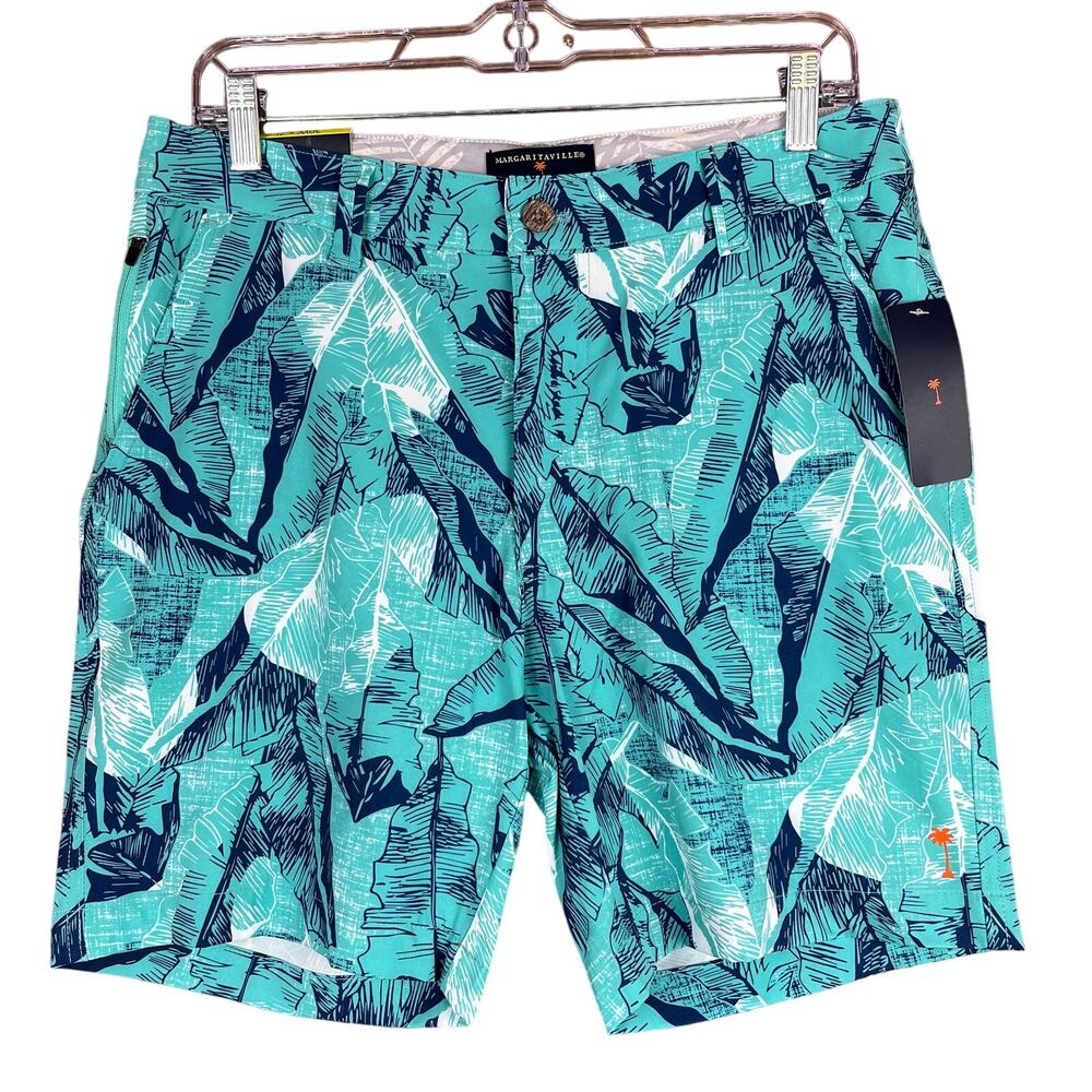 Margaritaville Mens Shorts Turquoise UPF 30+ Quick Dry 4 Way Stretch (S) 30